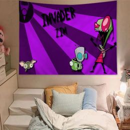 Invader Zim Hippie Wall Hanging Tapestries Japanese Wall Tapestry Anime Home Decor