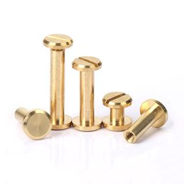 10pcs Solid Brass Binding Chicago Screws Nail Stud Rivets for Photo Album Leather Craft Studs Belt Wallet Fasteners 8mm cap