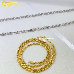 2024 Wholesale Price Solid Silver Jewellery 1.2mm 1.3mm 2mm 3mm 4mm Gold Plated Necklace 925 Sterling Silver Rope Chain