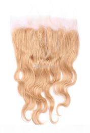 27 Honey Blonde Lace Frontal 134 Pre Plucked Body Wave Peruvian Virgin Human Hair 1pc Ear To Ear Lace Frontal Closure4514510