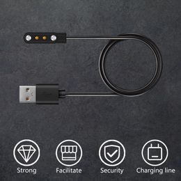 For W26 Wristband Charging Line W26+Smart Watch Magnet Charge Cable 2pin USB Power Black Charger Cable For W26 60CM