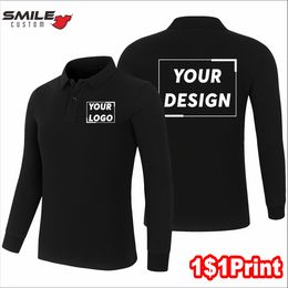 Winter Men And Women's Fleece Long Sleeve Polo Custom Logo Quality Warm Lapel T-Shirt Embroidery Casual Team Design Print Brand