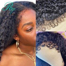 13x6 Invisible HD Transparent 100% Human Hair Lace Frontal Wig Pre Plucked With Curly Baby Hair 5x5 Lace Closure Human Hair Wig