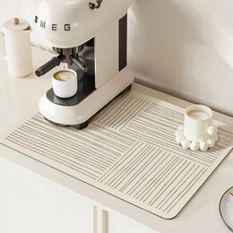 Table Mats Line Designed Drain Pad Tableware Mat Large Kitchen Absorbent Draining Coffee Dish Quick Drying Rug Dinnerware Placemat