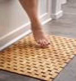 Natural Bamboo Wood Bath Mat Wooden Door MatKitchen Floor Rug Bathroom Shower and Tub Mats Cl2009227451641