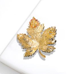 Vintage Maple Leaf Ear Of Wheat Brooch Women Refined Rhinestone Bird Shell Brooch Collar Pins Suit Brooches Jewellery