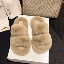 Slippers Outdoor Women Womens Fluffy slippers Designer Wool leather Sandals Slides Red Pink Indoor Slide Fashion Slipper Size 35-42