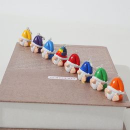 Creative lovely Mini Gnomes Keychain Figurine Fairy Garden Gnomes Statue Resin Micro Landscape Gnomes Ornaments Keychain Pendant