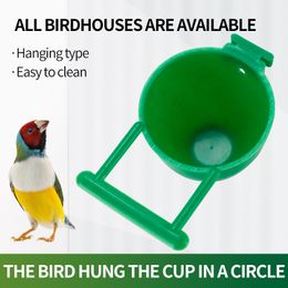 5Pcs Bird Parrot Feeder Container Pet Cage Hanging Feed Box Bird Supplies Plastic Round Water Cup Hanging Drinking Feeding Bowl