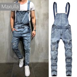 Maxulla denim overalls men spring rompers male Carpenter jeans stylish Suspenders bib overalls trousers men street wear Mla034 240411