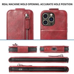 Zipper Vertical Flip Case For iPhone 14 Pro SE 2022 2020 6 6S 7 8 14 Plus X XR XS Max 11 12 Pro 13 mini Stand Phone Cover Etui