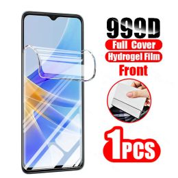 Shockproof Soft TPU Transparent Case for OPPO A17 A17k A16 A16s A16k A16e A15 A15s Front Tempered Glass Back Hydrogel Film