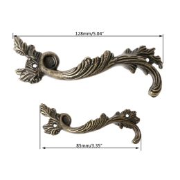 Striped Leaf Carved Kitchen Cabinet Drawer Pull Handle Door Knobs Bronze Tone