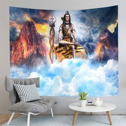 Indian God Shiva Tapestry Religious Belief Tapestry Holiday Party Poster Tapestry Art Home Living Room Bedroom Decor Tapestries