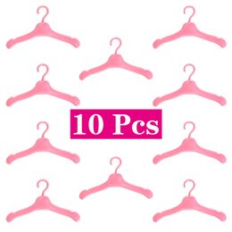 NK Official 10 Pcs Pink hanger (wardrobe bedroom accessory) doll toy house accessory minimalist style hanger for Barbie Doll toy