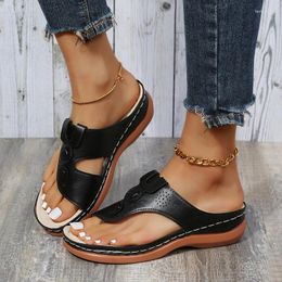 Soft 854 Sandals Women Bottom Wedges Shoes For Summer Heels Flip Flops Flower Platform Sandalias Mujer Wedge Heel Slippers