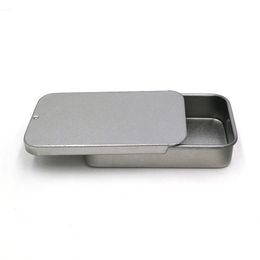 300pcs White Sliding Tin Box Mint Packing Boxes Food Container Small Metal Case Size 80x50x15mm