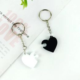 Couples Keychains Heart Shape Lovers Puzzle Pendant Casting Epoxy Resin Silicone Molds DIY Jewelry Tools Necklace Handmade