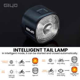 Giyo 7 Colours Bicycle Rear Light Smart Brake Sensing Road Bike Night Cycling Taillight IP66 Waterproof MTB Seatpost Flash Lamp