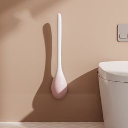 Modern Luxury Toilet Bowl Cleaning Brush Adhesive To The Wall Bathroom Sanitary WC Pink Brush Useful Household Accessories