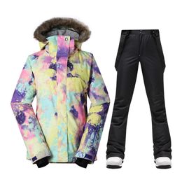 Ski Wear Women's Winter Windproof Snowboard Ski Jacket Snow Trousers Thickened Warmth Waterproof Ski Equipment Ski Suit Women