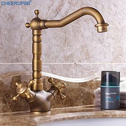 Bathroom Sink Faucets Torneiras Para Banheiro Wash Basin Antique Faucet Dual Handle Black Gold Mixer Tap Brushed Brass Retro Taps K39