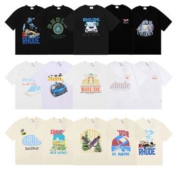 Rhude Short Sleeve Shirt Mens T Shirts Rhude Shirt Haikyuu Designer T Shirt Womens Tops Clothes Graphic Tees Shirts Rhude Summer Casual Loose Tshirts 240