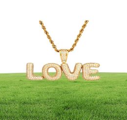 New Men039s Custom Name Small Bubble Letters Necklaces Pendant Ice Out Cubic Zircon Hip Hop Jewelry Rope Chain Two Color3859134