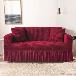 Chair Covers Red Solid Color Elastic Sofa Skirt Style Stretch Slipcover For Living Room Couch Cover Home Decor 1/2/3/4-Seat