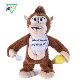 Plush Dolls 30cm electric gorilla plush toy magnetic control monkey takes away bananas will go crazy crying childrens toy gifts J0410