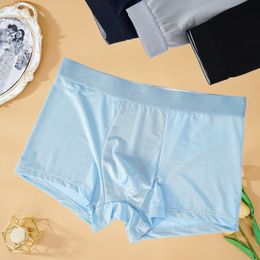3Pcs/Lot Mens Sexy Underpants Summer Ice Silk Panties Boxers Briefs Boxer Underwear Transparentes Hombre Shorts Lingerie