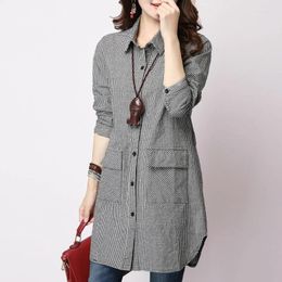 Women's Blouses Fashion Lapel Loose Pockets Asymmetrical Plaid Shirt Clothing Winter Oversized Korean Tops Casual SQ18