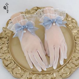 Party Supplies Original Design Lolita Gloves Lace Bow Split Finger Vintage Elegant Deep Sea