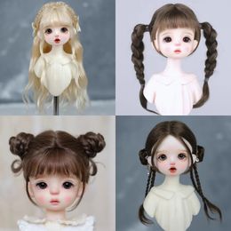 30cm Doll Wig Bangs Ponytail Curly Soft Mohair Wig Suitable for1/6BJD Doll Wig Toy Accessories 6-7 Inches Hair 240328