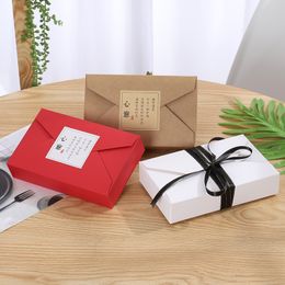 10pcs High Quality 19.5x12.5x4cm Foldable Wedding Party Gift Packaging Box Brown White Red Blue Gift Cardboard Paper Box