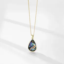 Chains HUAMI Natural Color Abalone Shell Drop Shaped Necklace Ginkgo Leaf Trapezoid Ladies Jewelry Personalized Gift