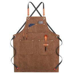 Fashion Canvas Kitchen Aprons for Woman Men Chef Work Apron for Grill Restaurant Bar Shop Cafes Beauty Nails Studios Uniform5277729