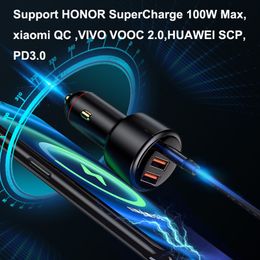 200W Car Charger aluminum alloy DC12V-24V QC3.0 USB 3port Fast Charger Cigarette Lighters Adapter for Huawei iPhone