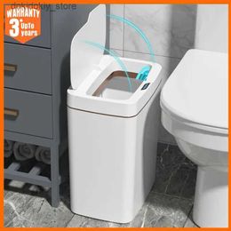 Waste Bins 18L Smart Bathroom Trash Can Automatic Bain Electronic Trash Can White Touchless Narrow Smart Sensor arbae Bin Smart Home L49