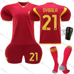 2324 Roma Home 90 Lucaku Football 21 Dibara Jersey Red Wolf New Set with Socks