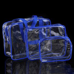 Set of 3 Bags, Clear Toiletry Bag Set, Waterproof Clear PVC with Zipper Handle Portable Travel Pouch