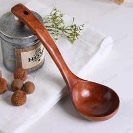 Spoons Old Lacquer Wooden Serving Spoon Ladle Large Natural Wood Cooking Utensil Handmade Tableware For Kitchen Restaurant Porridge