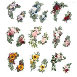 Decorative Flowers 2pcs Wedding Artificial Arch Flower Welcome Wall Decoration Type 1