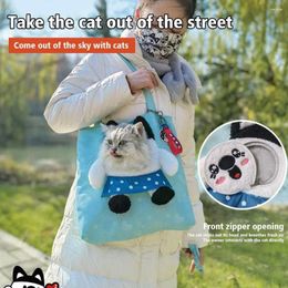 Cat Carriers One-shoulder Canvas Funny Handbag Outing Small Zipper Dog Camera Backpack Bag Interactive Cartoon Messenger Sty C7H6