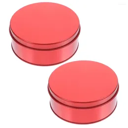 Storage Bottles 2 Pcs Tinplate Box Candy Jar Cookie Tins Containers Decor Metal With Lid Tea Christmas Decore Spice Canisters Jars Lids