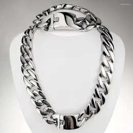 Chains 316L Stainless Steel Tone Curb 24mm Solid Heavy Long Necklace Bracelet Jewellery