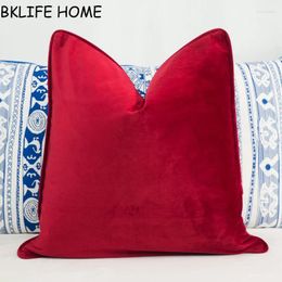 Pillow Piping Design Red Velvet Cover Case Soft No Balling-up Without Stuffing