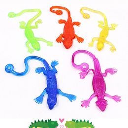 Colorful Retractable Sticky Lizard Gadgets Kids Toys, Birthday Party Favors, Pinata Stuffers, Fun Game Supplies, 10 Pieces