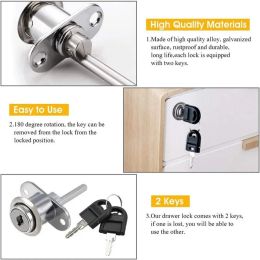 Cabinet Drawer Lock Zinc Alloy Anti-Theft Safety Lock With Key Home Office Furniture Cupboard Desk Cam Cylinder Triple Catch