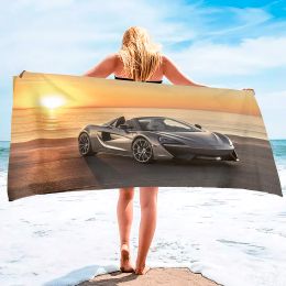 Sports Car Pattern Pool Towel,Microfiber Beach Towel Oversized, Absorbent Sand Free Lightweight Beach Towel for Beach Bath Yoga